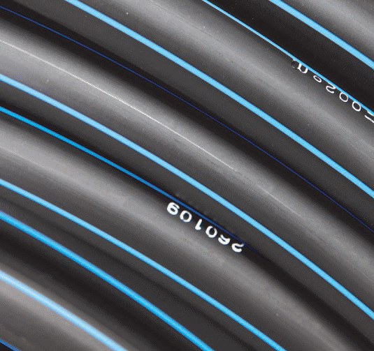 (Bild für) Meterware vom Bund-PE-HD-Rohr 25mm AD 3/4" ID PN 16 schwarz/blau